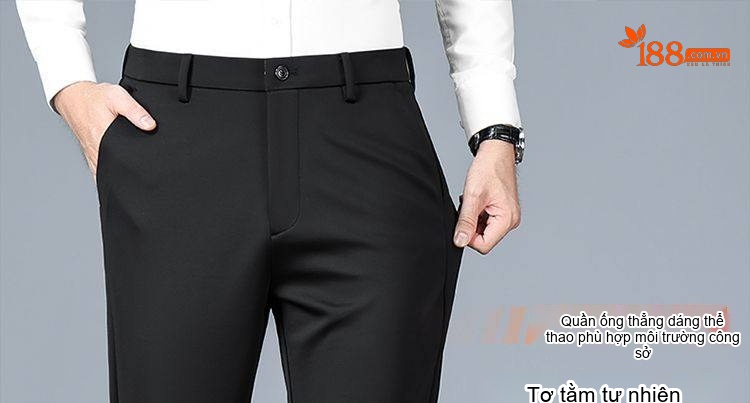 Quần Tây Nam Ống Đứng Mùa Thu Đông Chất Liệu Lông Cừu, Tơ Tằm Thoải Mái Co Giãn Màu Đen, Xám, Xanh Navy chi tiết 1