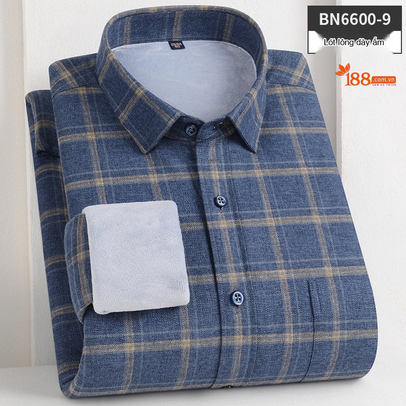 Áo Sơ Mi Nam Dài Tay Cotton Lót Lông Dày Dặn Giữ Ấm Màu Xanh Dương, Xám, Đen, Đỏ...