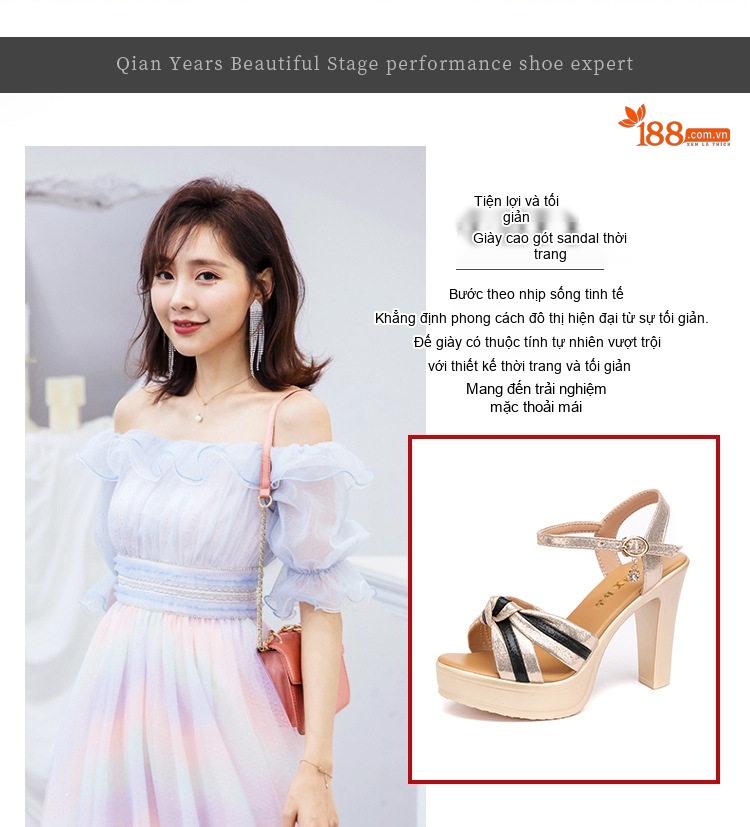 Giày Sandal Cao Gót Nữ Quai Ngang Hở Ngón Gót Cao 10cm Màu Vàng, Đen, Đỏ chi tiết 1