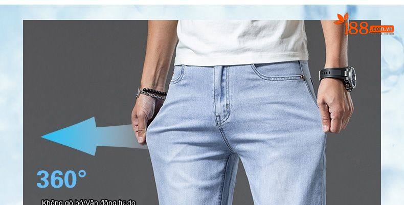 Quần Jean Nam Ống Đứng Mỏng Co Giãn Thoải Mái Màu Xanh chi tiết 13