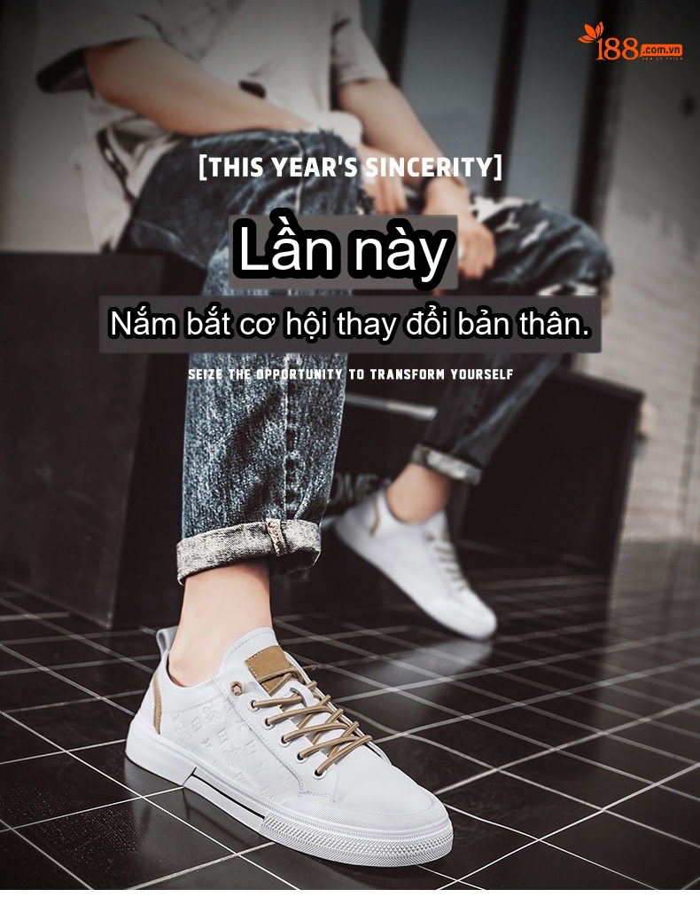 Giày Thể Thao Nam Da Bóng Chiều Cao Đế Khoảng 3cm Màu Trắng, Đen chi tiết 1