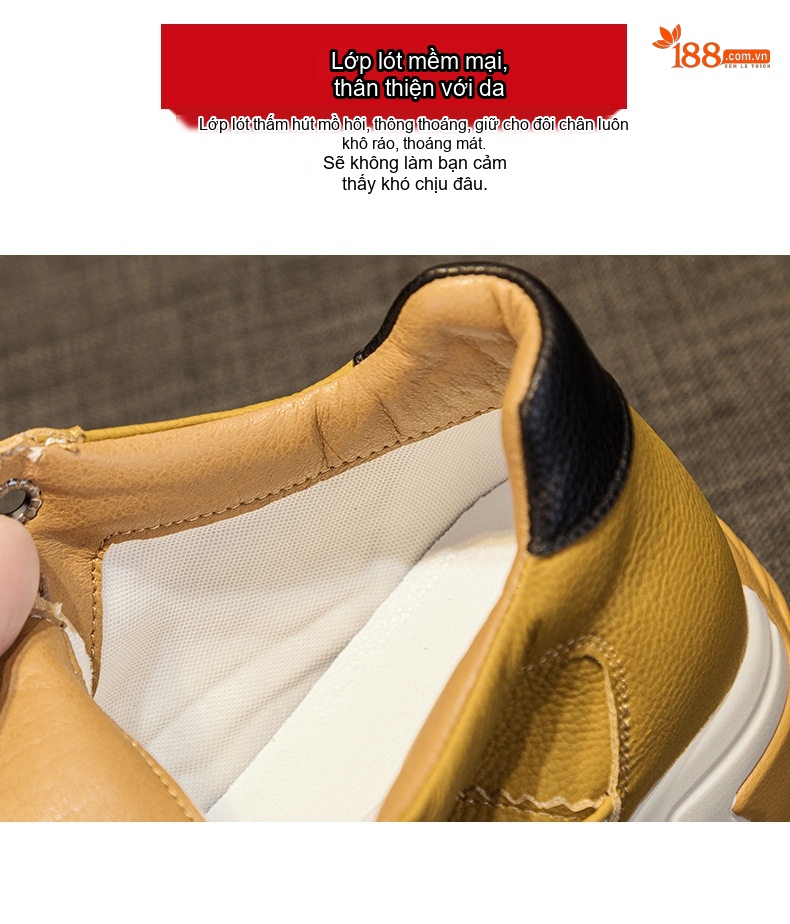 Giày Lười Nam Nỉ Phong Cách Anh Chiều Cao Đế Khoảng 2cm Màu Nâu, Đen, Vàng chi tiết 8