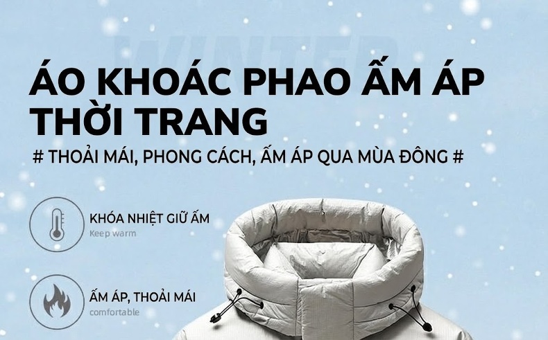 Áo Khoác Phao Nam Dày Dặn 90% Lông Vịt Trắng Mũ Trùm Đầu Giữ Ấm chi tiết 1