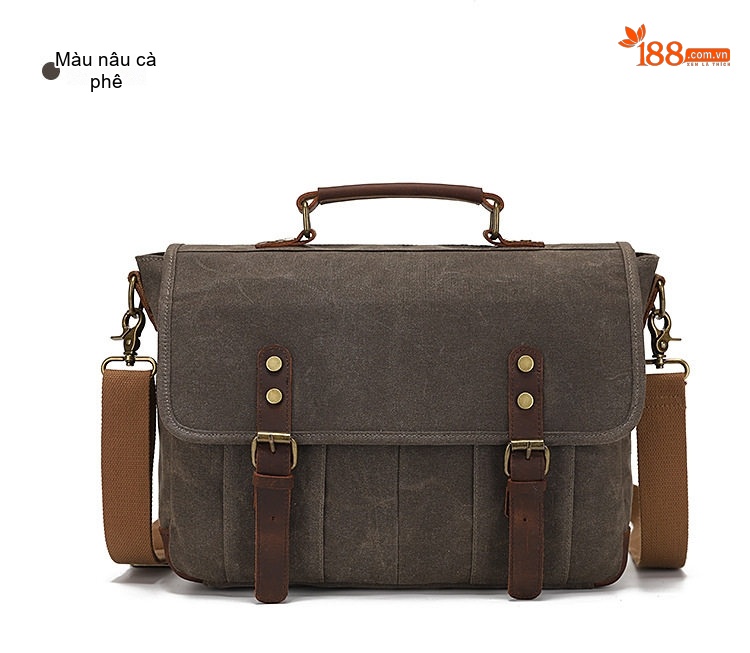 Túi Đeo Chéo Nam Vải Canvas Phối Da Bò Túi Máy Ảnh Phong Cách Retro chi tiết 23