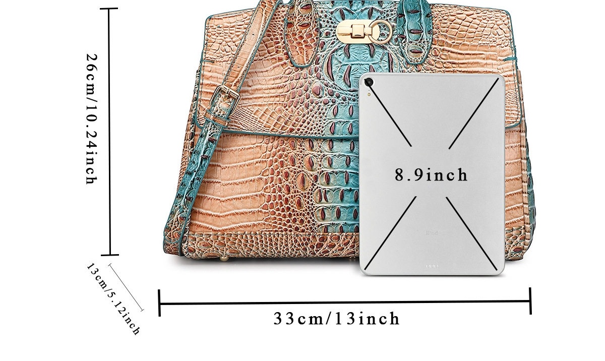 Túi Xách Nữ Tay Cầm Da Vân Cá Sấu Cỡ Lớn Đeo Vai Đeo Chéo Màu Nâu, Xanh, Hồng, Tím... chi tiết 16