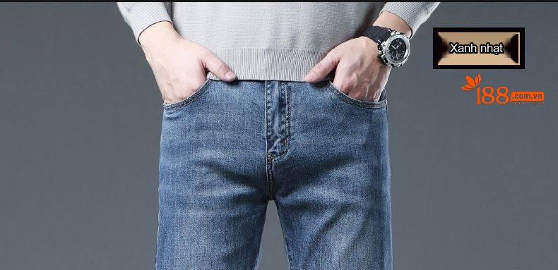 Quần Jean Nam Ống Đứng Lyocell Dáng Ôm Vừa Vặn Màu Xanh Dương chi tiết 21
