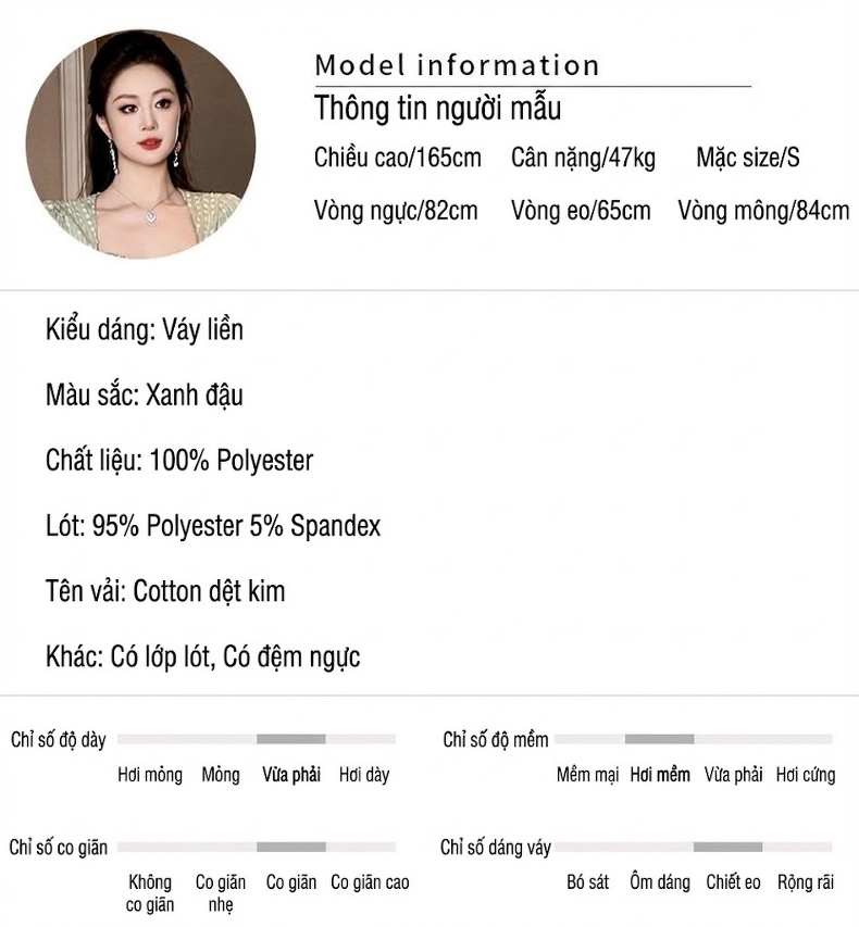 Váy Liền Thân Nữ Tiểu Thư Cổ chữ Vuông Tay Loe Dáng Ôm Màu Xanh Bạc Hà chi tiết 2