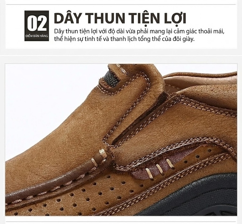 Giày Lười Nam Da Thật Size Lớn Đi Ngoài Trời Chiều Cao Đế Khoảng 4cm Màu Nâu, Xanh chi tiết 5