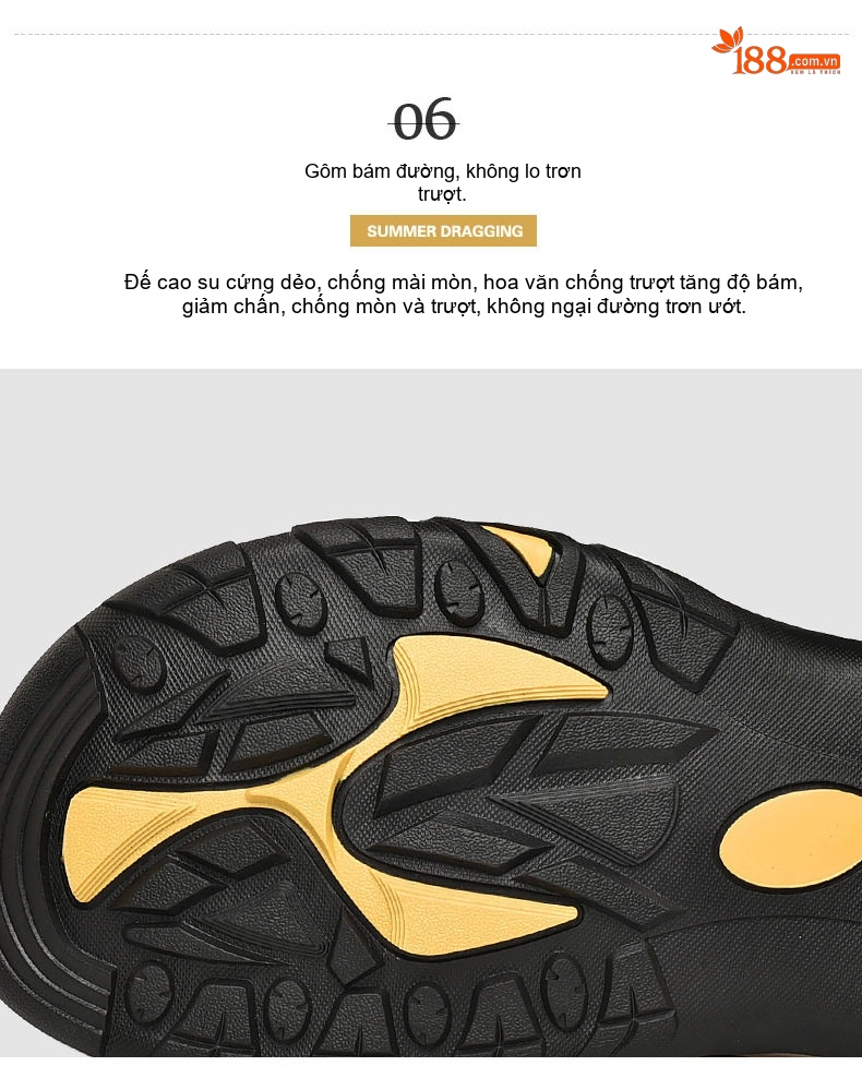 Sandal Rọ Nam Da Thật Thoáng Khí Đi Biển Chiều Cao Đế Khoảng 3cm Màu Nâu, Đen chi tiết 14