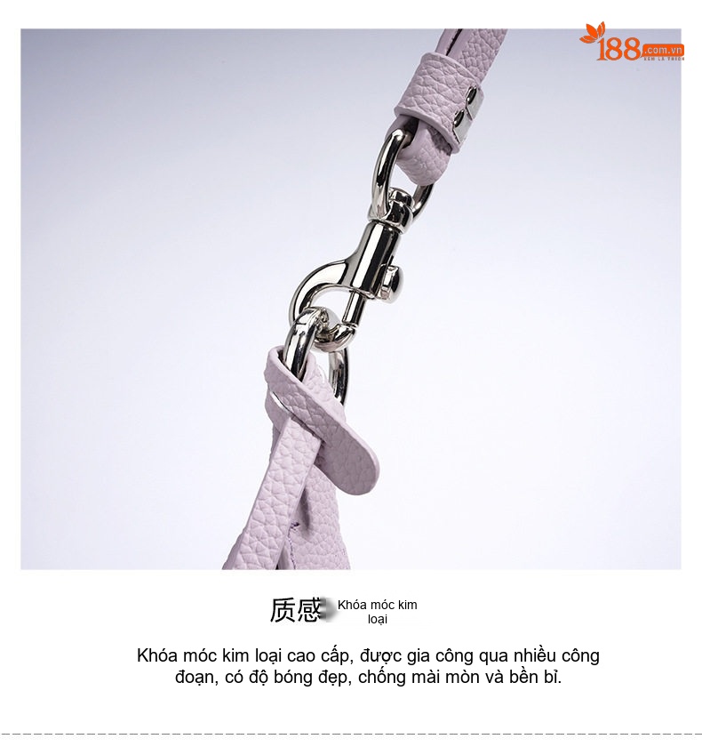 Túi Đeo Vai/Đeo Chéo Nữ Da Thật Thiết Kế Tối Giản Màu Tím Lavender, Xám Taupe, Xanh Navy... chi tiết 14