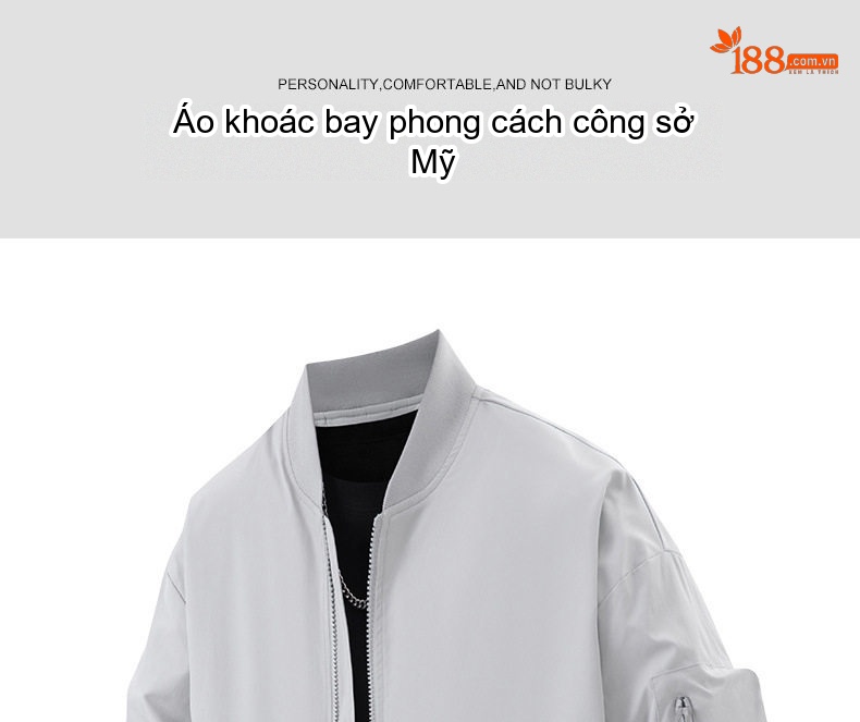 Áo Khoác Bomber Nam Dáng Rộng Phong Cách Retro Màu Xanh Olive, Đen, Xám... chi tiết 1