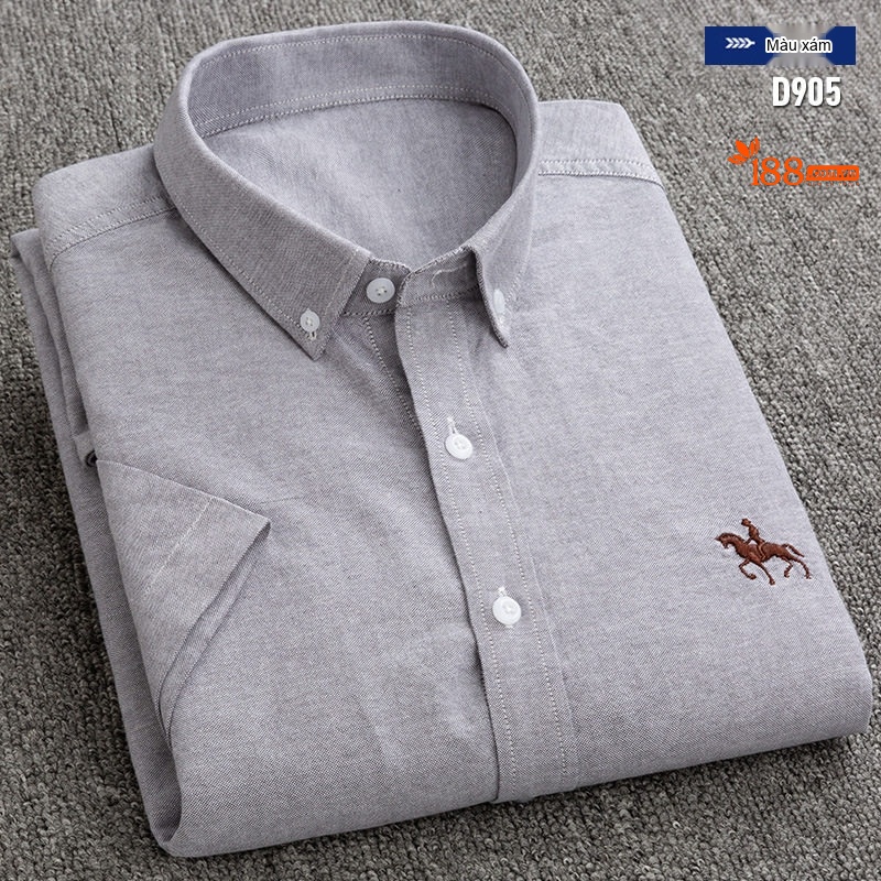 Áo Sơ Mi Ngắn Tay Nam Cotton Oxford Dáng Ôm Vừa Vặn Màu Trắng, Xám, Xanh Dương, Xanh Mint...