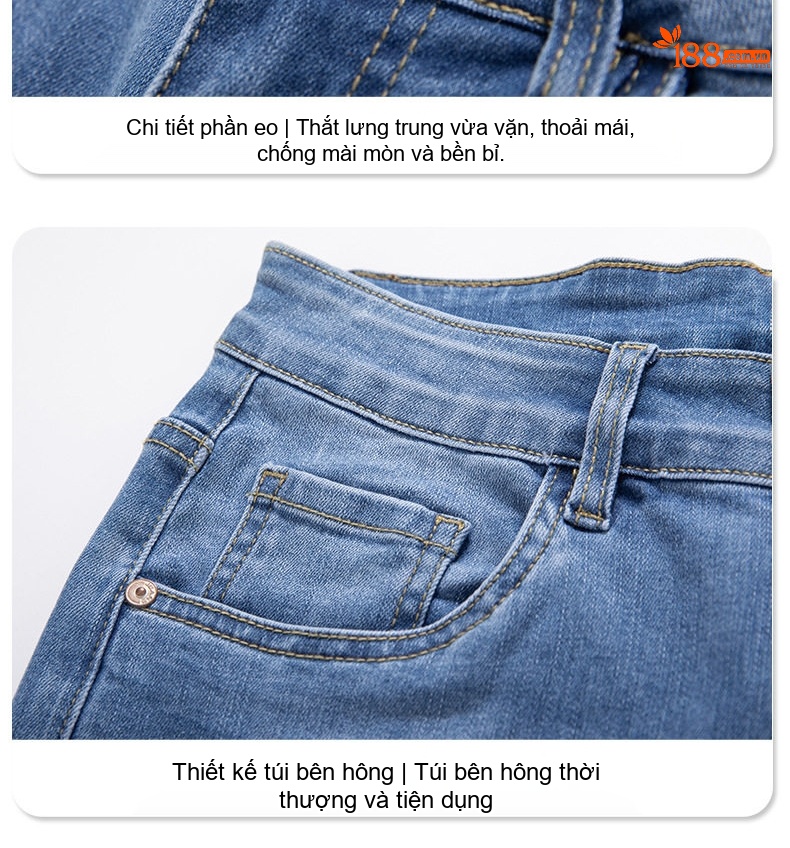 Quần Jean Nam Ống Đứng Co Giãn Thoải Mái Màu Xanh Đậm, Xanh Nhạt chi tiết 31