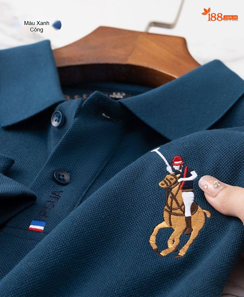 Áo Polo Nam Tay Dài Cotton Cổ Bẻ Phong Cách Doanh Nhân Màu Xanh Lá, Đen, Xanh Dương, Kem... chi tiết 44