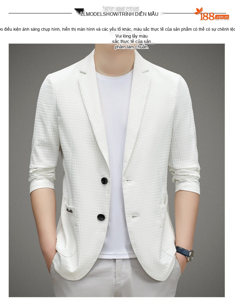 Áo Khoác Blazer Nam Mỏng Nhẹ Chống Nắng Thoáng Khí Phong Cách Hàn Quốc Màu Be, Xám, Đen, Trắng chi tiết 4