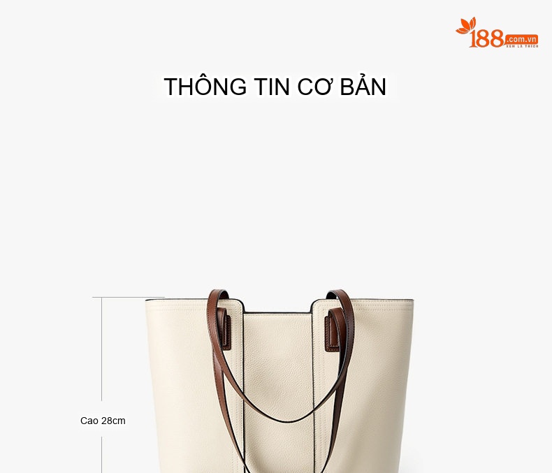 Túi Tote Nữ Da Mờ Sức Chứa Lớn Đựng Đồ Đi Làm, Đi Chơi Màu Trắng Kem, Đen chi tiết 14