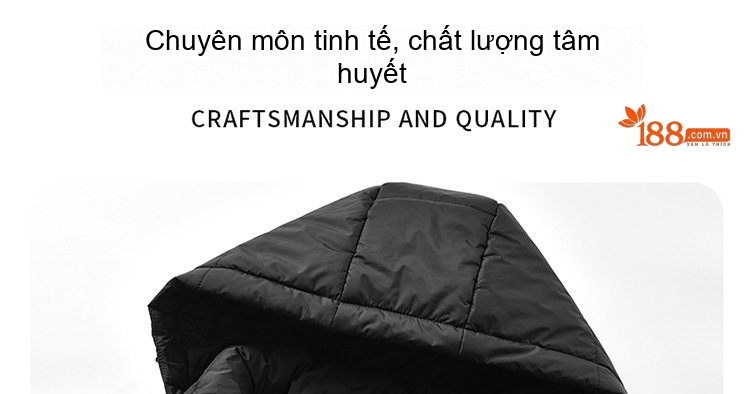 Áo Khoác Phao Nam Cotton Dáng Rộng Có Mũ Trùm Đầu Màu Xanh Olive, Đen, Xanh Navy, Xám chi tiết 10