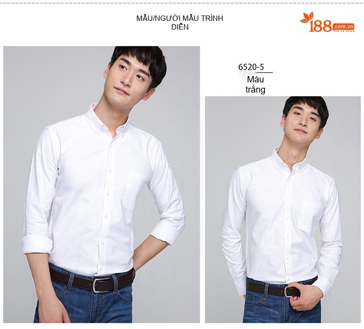 Áo Sơ Mi Tay Dài Nam Cotton Dáng Ôm Vừa Vặn Màu Xanh, Đen, Tím, Trắng... chi tiết 14