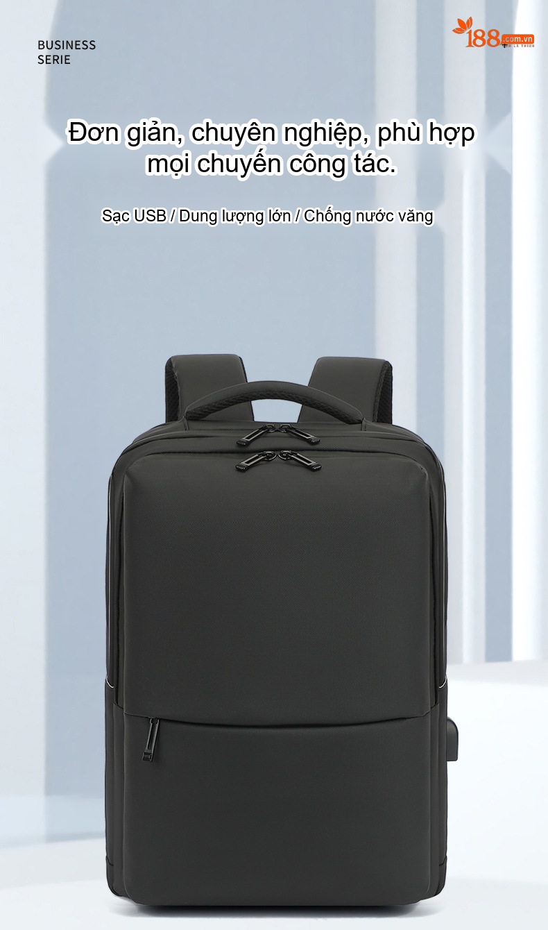 Balo Đôi Nam Nữ Da Bóng Chống Nước Thời Trang Công Sở Đựng Laptop Màu Đen chi tiết 6