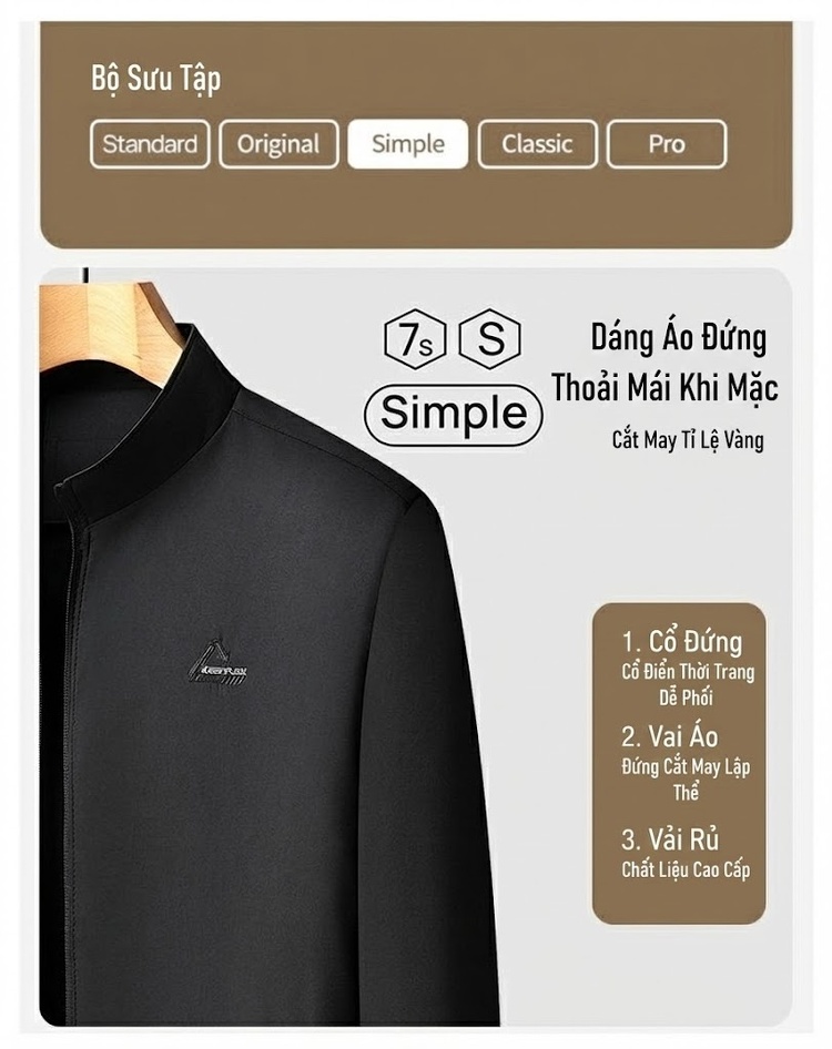 Áo Khoác Bomber Nam Cổ Trụ Thêu Họa Tiết Mỏng Nhẹ Màu Đen, Xanh Navy chi tiết 2