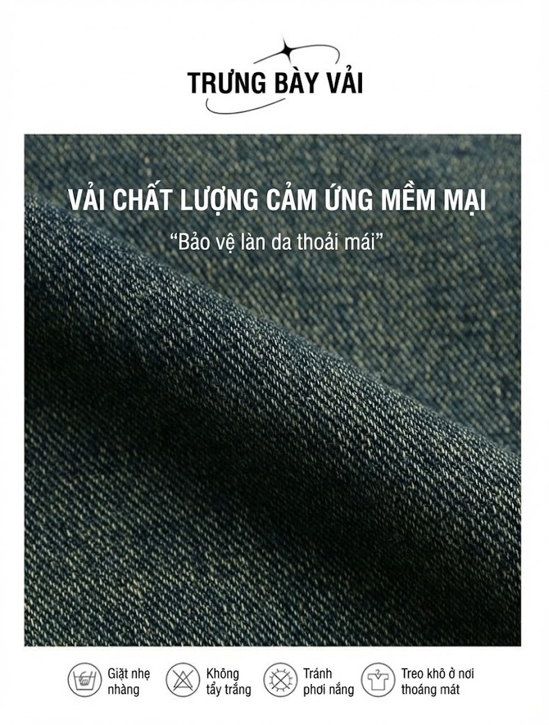 Áo Khoác Jean Nữ Dáng Ngắn Trẻ Trung Phong Cách Retro Màu Xanh Jean, Đen chi tiết 17