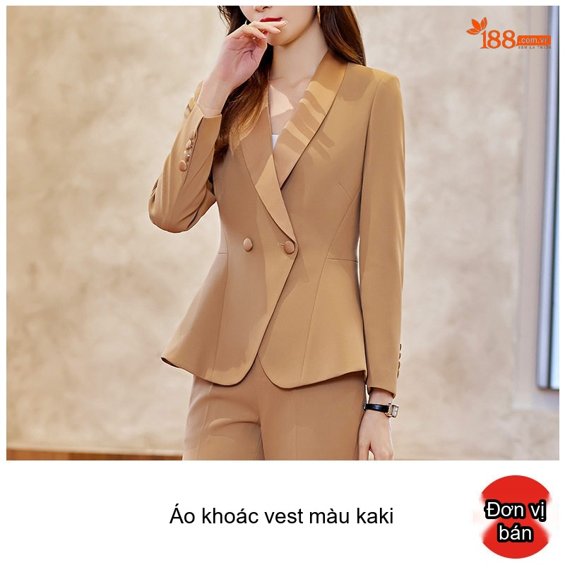 Bộ Vest Nữ Công Sở Dáng Dài Tay Lỡ Màu Đen, Kaki, Xanh Ngọc