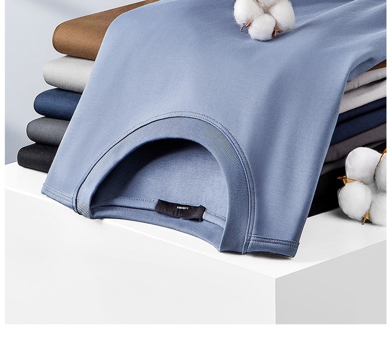 Áo Thun Dài Tay Nam Cotton Lụa Xử Lý Amoniac Màu Trắng, Kem, Nâu, Đen chi tiết 2