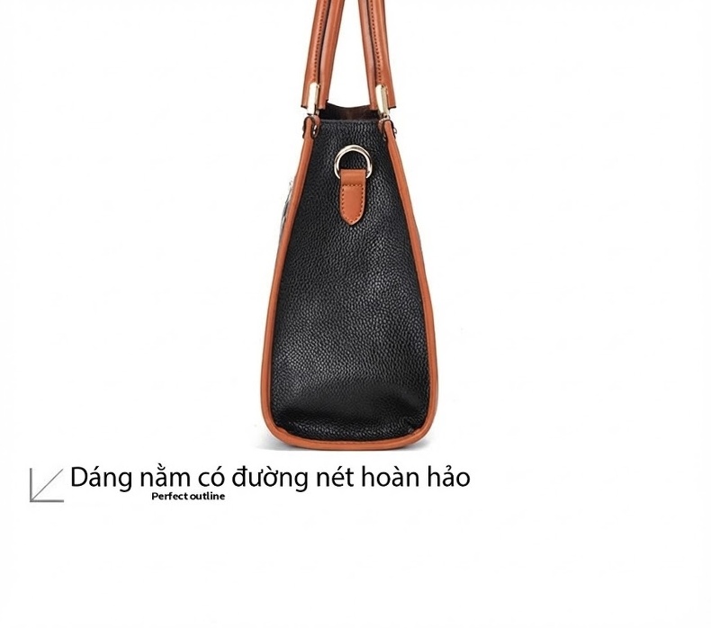 Túi Xách Tay Nữ Da Bò Thời Trang Công Sở Dung Tích Lớn Màu Đen, Nâu, Đỏ chi tiết 16