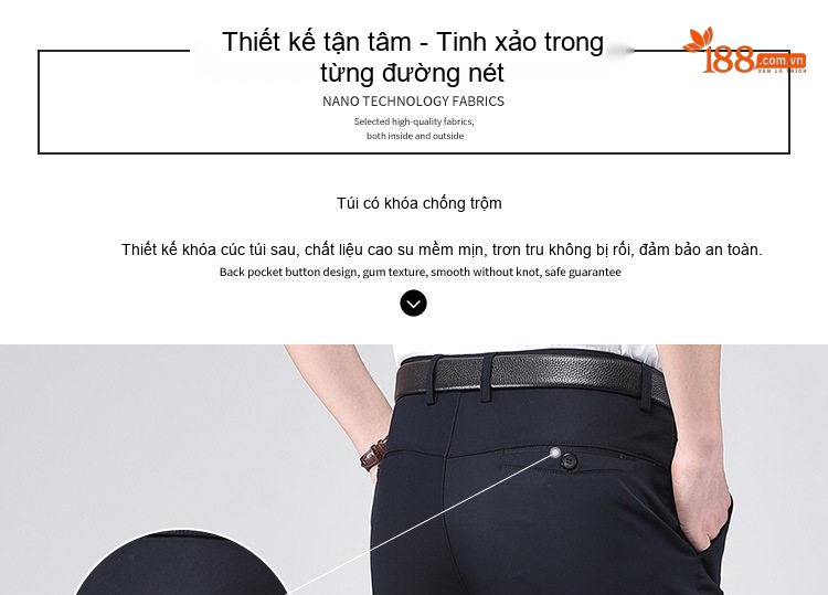 Quần Âu Nam Dáng Suông Mỏng Nhẹ Không Nhăn Cho Bố Trung Niên Màu Đen, Kem, Xám, Be chi tiết 21