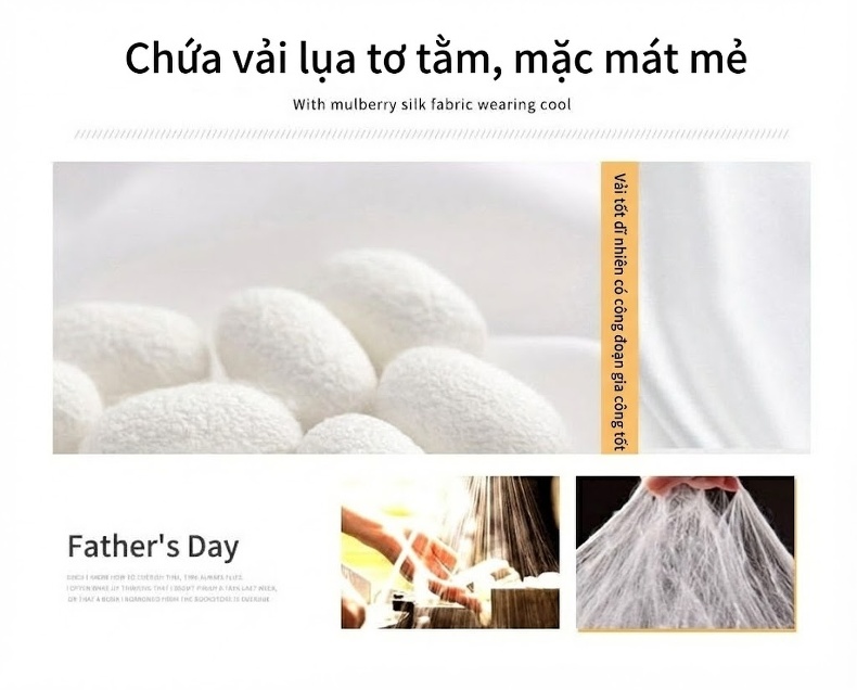 Áo Polo Nam Tay Ngắn Lụa Tơ Tằm Mỏng Nhẹ Họa Tiết Chìm Màu Trắng, Xanh, Đen chi tiết 2