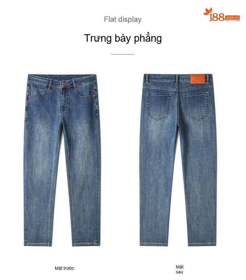 Quần Jean Nam Lyocell Ống Suông Nhỏ Dáng Lửng Màu Xanh Dương, Đen chi tiết 18