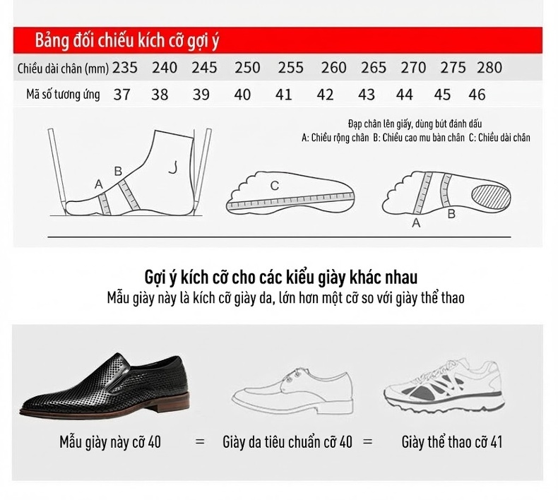 Giày Lười Nam Da Thật Lỗ Thoáng Khí Chiều Cao Đế Khoảng 2cm Màu Đen, Nâu, Kem chi tiết 9