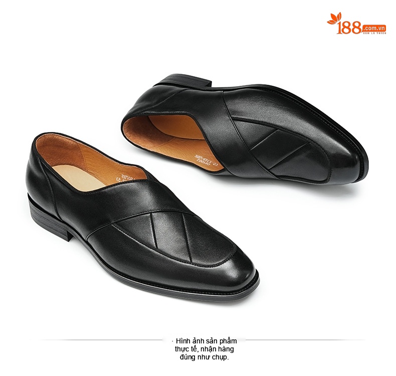Giày Lười Mũi Nhọn Nam Da Bò Phong Cách Retro Chiều Cao Đế Khoảng 3cm Màu Đen, Xám chi tiết 12
