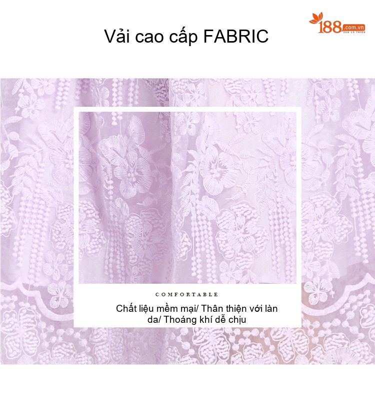 Set Áo Ren Tay Bồng Cổ Tròn Và Chân Váy Xòe Lưới Nữ chi tiết 7