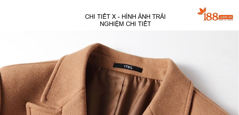 Áo Khoác Dạ Nam Dáng Dài Double Breasted Phong Cách Doanh Nhân Màu Nâu, Xám, Đen chi tiết 12
