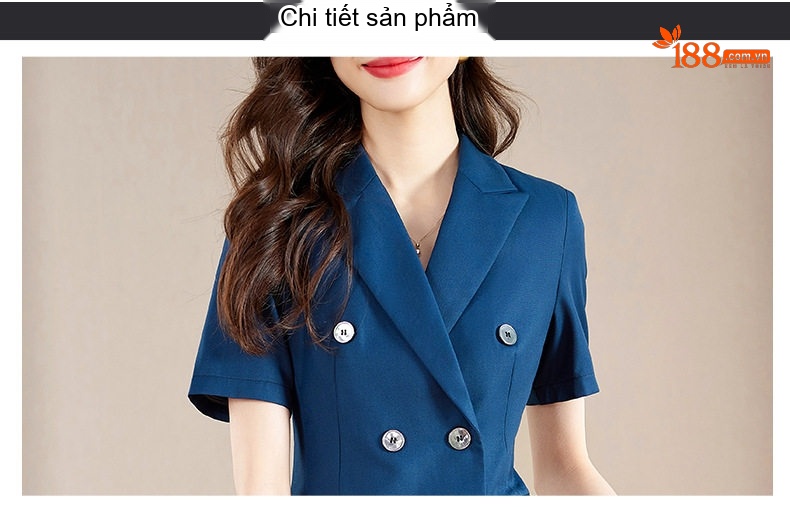 Bộ Vest Công Sở Nữ Tay Ngắn Mỏng Nhẹ Màu Xám, Xanh Than chi tiết 24