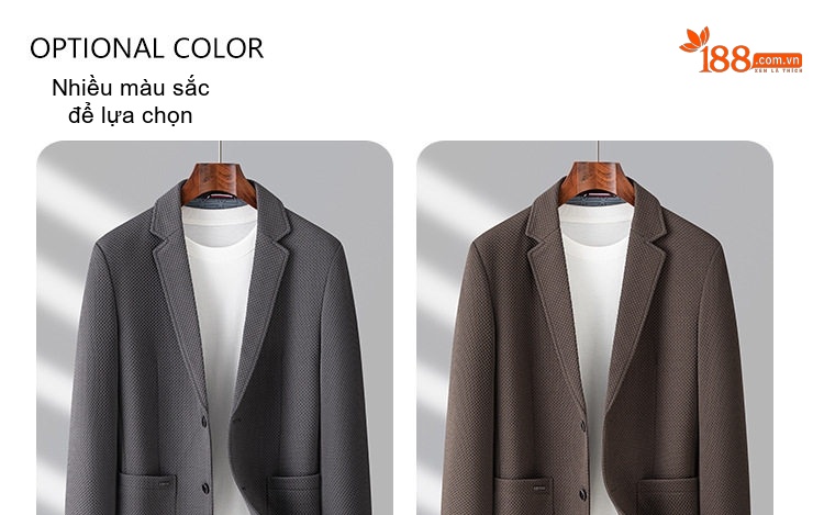 Áo Khoác Blazer Nam Vải Dệt Kim Phong Cách Business Casual Màu Nâu, Xám, Đen chi tiết 8