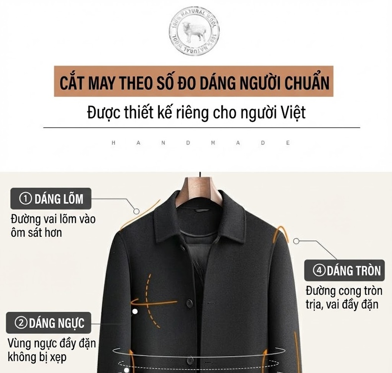 Áo Khoác Nam Dạ Lông Cừu Hai Mặt Dáng Dài Trung Niên Có Lớp Lót Lông Vũ Tháo Rời Màu Đen chi tiết 6