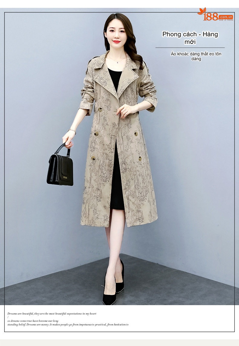 Áo Khoác Trench Coat Nữ Dáng Dài Chất Liệu Lông Hươu Màu Be chi tiết 3