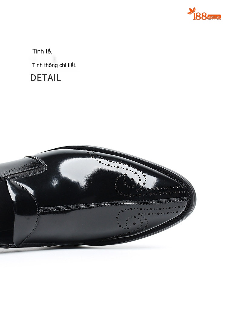 Giày Lười Nam Da Thật Brogue Chiều Cao Đế Khoảng 3cm Màu Đen, Nâu chi tiết 13