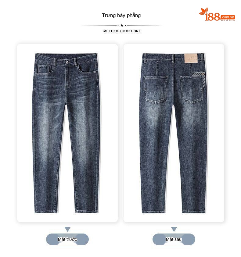 Quần Jean Nam Ống Đứng Cotton Co Giãn Nhẹ Phong Cách Casual Màu Xám Đen chi tiết 31