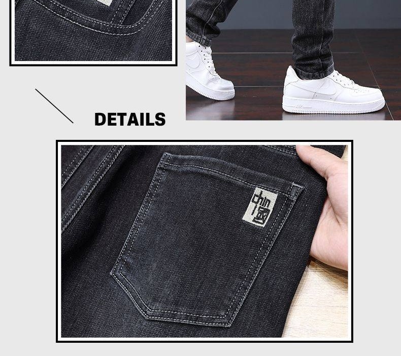 Quần Jean Nam Ống Đứng Slim Fit Co Giãn Thoải Mái Phong Cách Business Casual Màu Xám Đen chi tiết 4