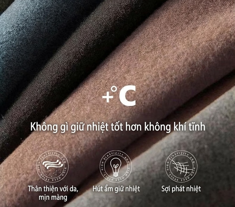 Áo Giữ Nhiệt Nam Cổ Lửng Tay Dài Chất Liệu Nhung Đức Giữ Ấm Màu Đen, Xám, Nâu chi tiết 6