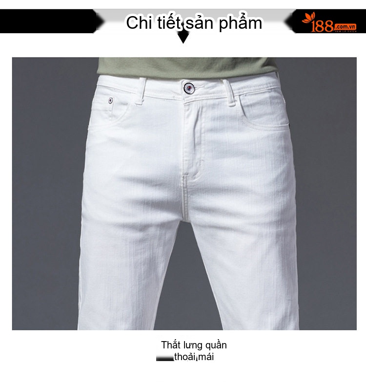 Quần Jean Dài Nam Cotton Co Giãn Dáng Ôm Màu Trắng, Đen chi tiết 11