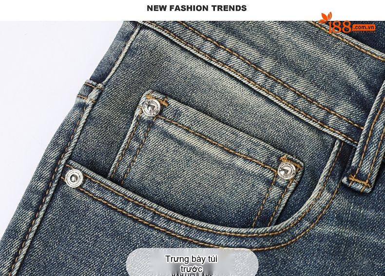 Quần Jean Nam Cotton In Họa Tiết Rách Gối Dáng Ôm Vừa Màu Xanh chi tiết 22
