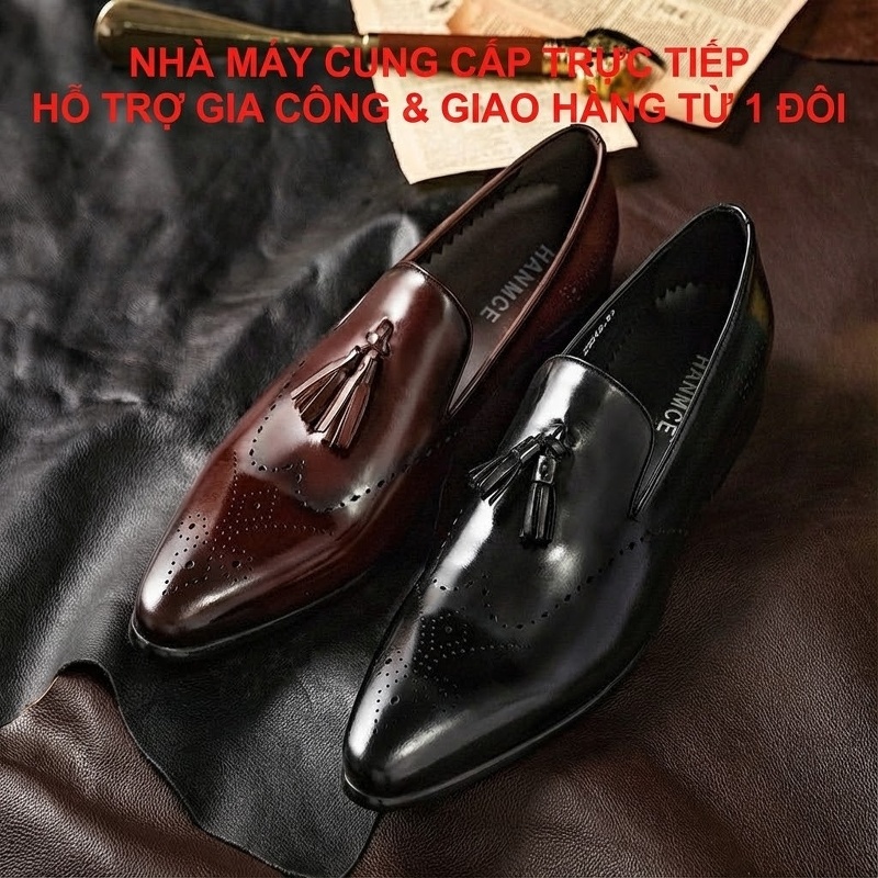 Giày Lười Nam Da Bò Penny Loafer Chiều Cao Đế Khoảng 3cm Màu Đen, Nâu