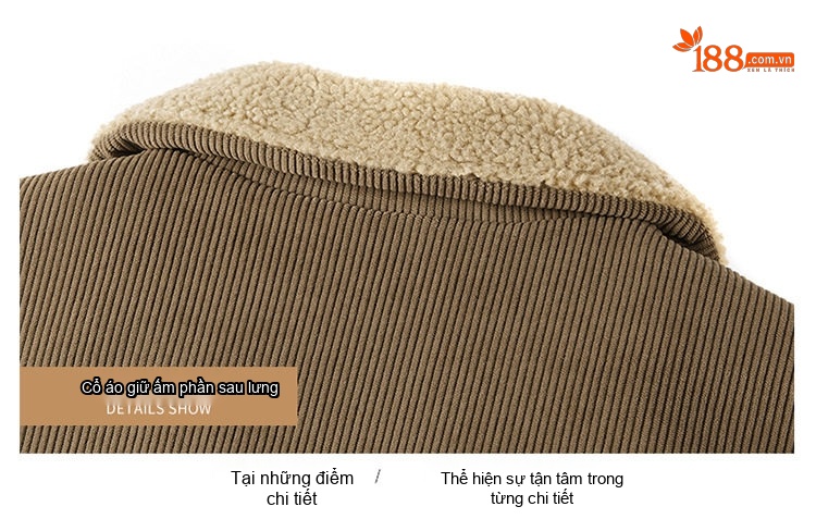 Áo Khoác Cotton Lông Cừu Nam Dáng Rộng Có Cổ Màu Nâu, Xanh Rêu, Đen chi tiết 25