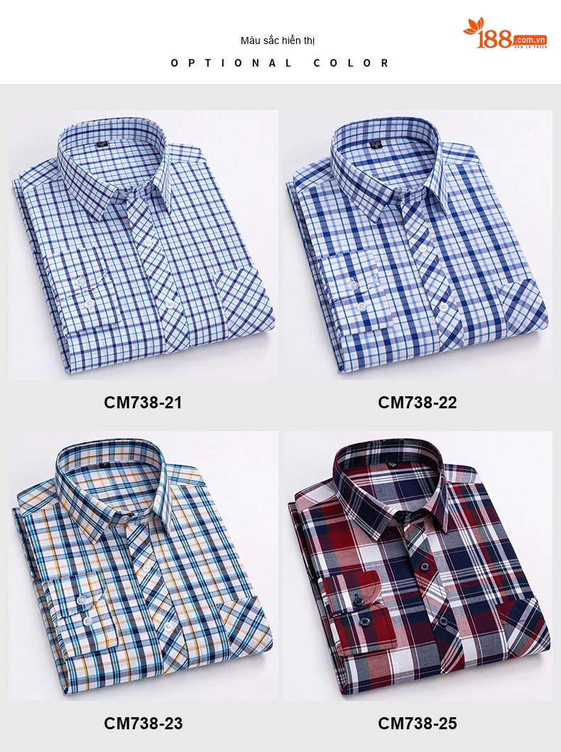Áo Sơ Mi Dài Tay Nam Cotton Mỏng Phong Cách Thời Trang Họa Tiết Kẻ Caro chi tiết 10