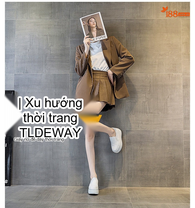 Giày Lười Nữ Da Bóng Đế Xuồng Chiều Cao Đế Khoảng 5cm Màu Trắng, Đen chi tiết 2