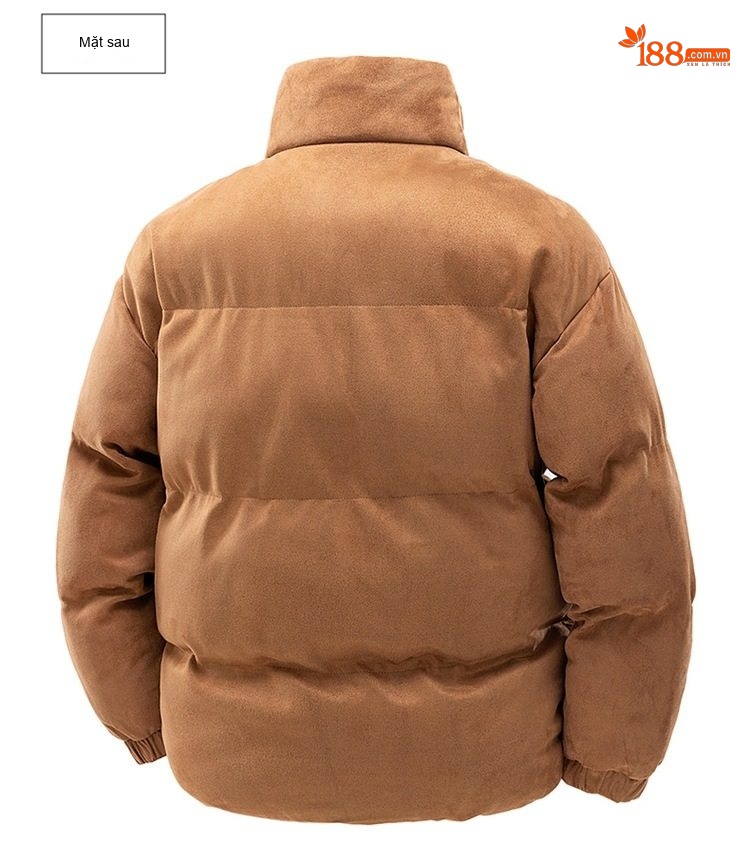 Áo Khoác Cotton Nam Nữ Cổ Trụ Dáng Rộng Màu Đen, Nâu, Xám chi tiết 21